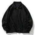 thumbnail image 2 of safuny Men's Loose Pullover Sweatshirts Sales Clearance Solid Color Quarter Zipper Lapel Holiday Fashion Long Sleeve Athletic Workwear Casual Sports Black XXXL, 2 of 7
