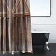 thumbnail image 3 of Stall Small Wooden Barn Door Shower Curtain 36Wx72H Inch RV Single Rustic Farmhouse Wood Western Country Brown Vintage Fabric Polyester Waterproof Bathroom Home Decor 7 Pack Plastic Hooks, 3 of 6