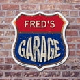 thumbnail image 4 of Fred's Garage (2 Pack) 12 inch X 12 inch Shield-Shaped Rust-Free Aluminum Metal Signs Weather Resistant, UV Protected To last, Gift for Dads and Uncles Classic Americana Crafted in the, 4 of 7