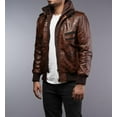 thumbnail image 3 of SouthBeachLeather Men’s Leather Motorcycle Jacket with Removable Hoodie Brown, 3 of 12