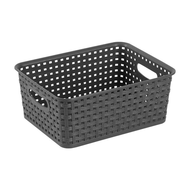 Gloreen White Plastic Basket, 8 Quart Weave Storage Baskets, 4 Packs