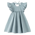 thumbnail image 1 of Vestido LYXIOF para niños pequeños de algodón y lino con volantes, 90 cm, 1 of 6