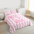 thumbnail image 3 of Homewish Kawaii Letter E Bedding Comforter Set for Kids, Princess Pink Bowknot Twin Comforter Sets, Cute Cartoon Ribbon Reversible Bedding Set, Breathable Home Decor, 2pcs, 3 of 8