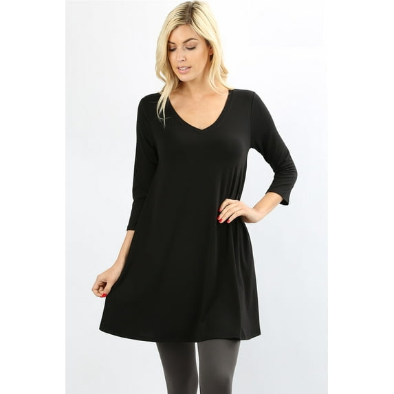 JED FASHION Women's Soft Fabric Flared Extra Long Tunic Top with Pockets