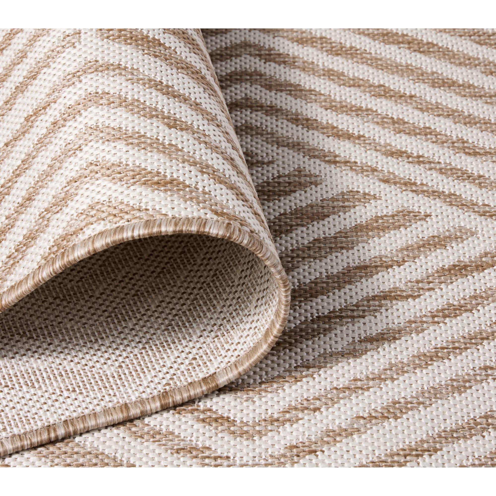 NICOLE MILLER NEW YORK Patio Country Ombre Geo Indoor Outdoor Area Rug, UV Fade Resistant, Low Pile, Beige/Cream, 9'2"x12'5"