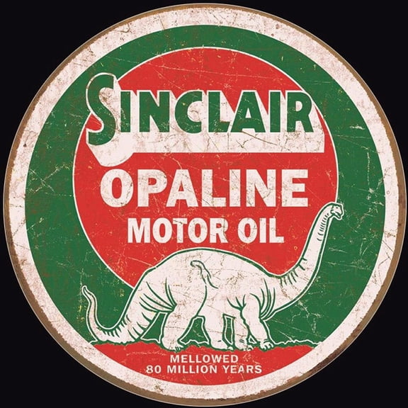 Tin Signs Sinclair Opaline Round, 11.75in Diameter, Reproduced From Authentic, V