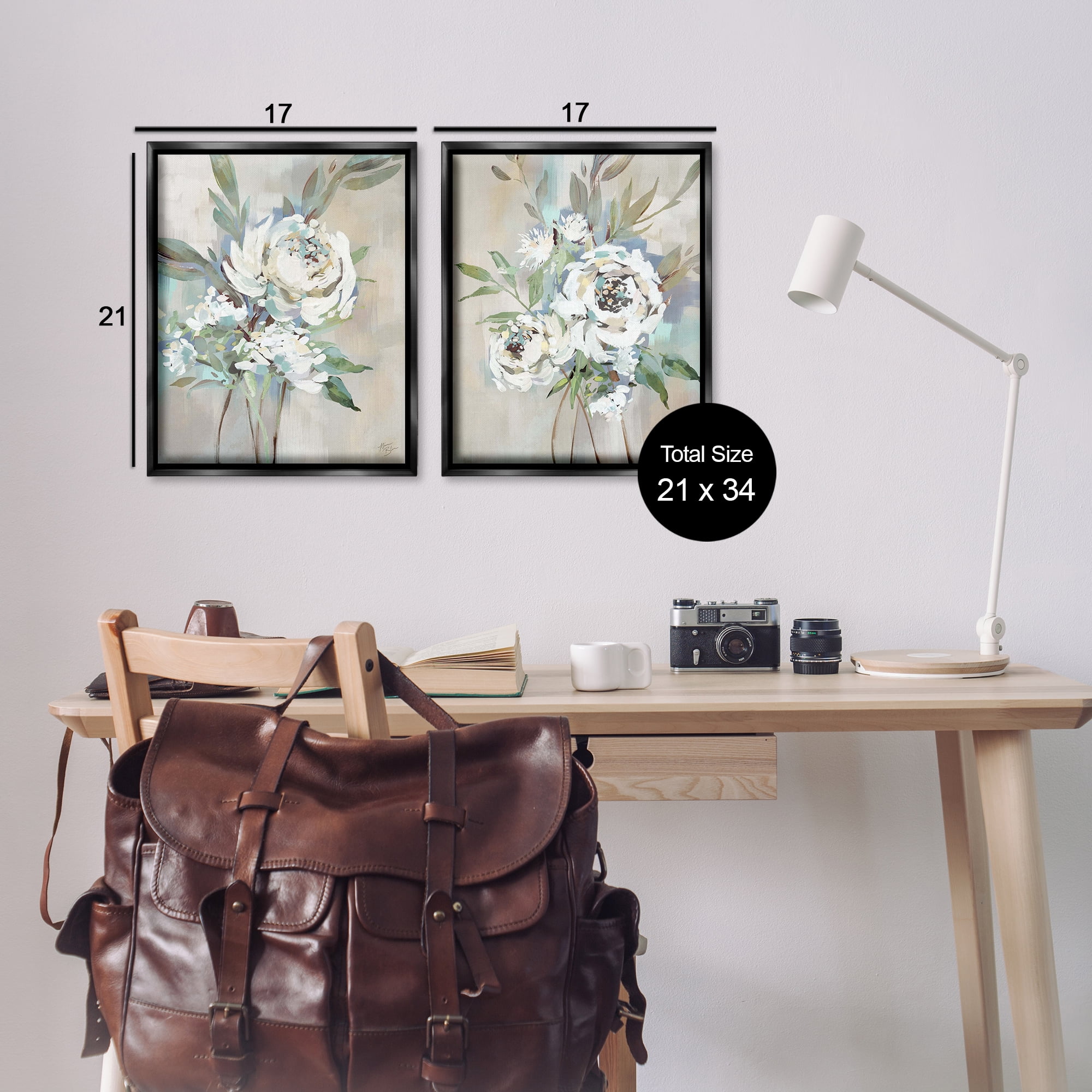 Stupell Industries Antique Rose Bundles Plants & Flowers Painting Black Floater Framed Canvas Art Print Wall Art, 17 x 21, Set of 2