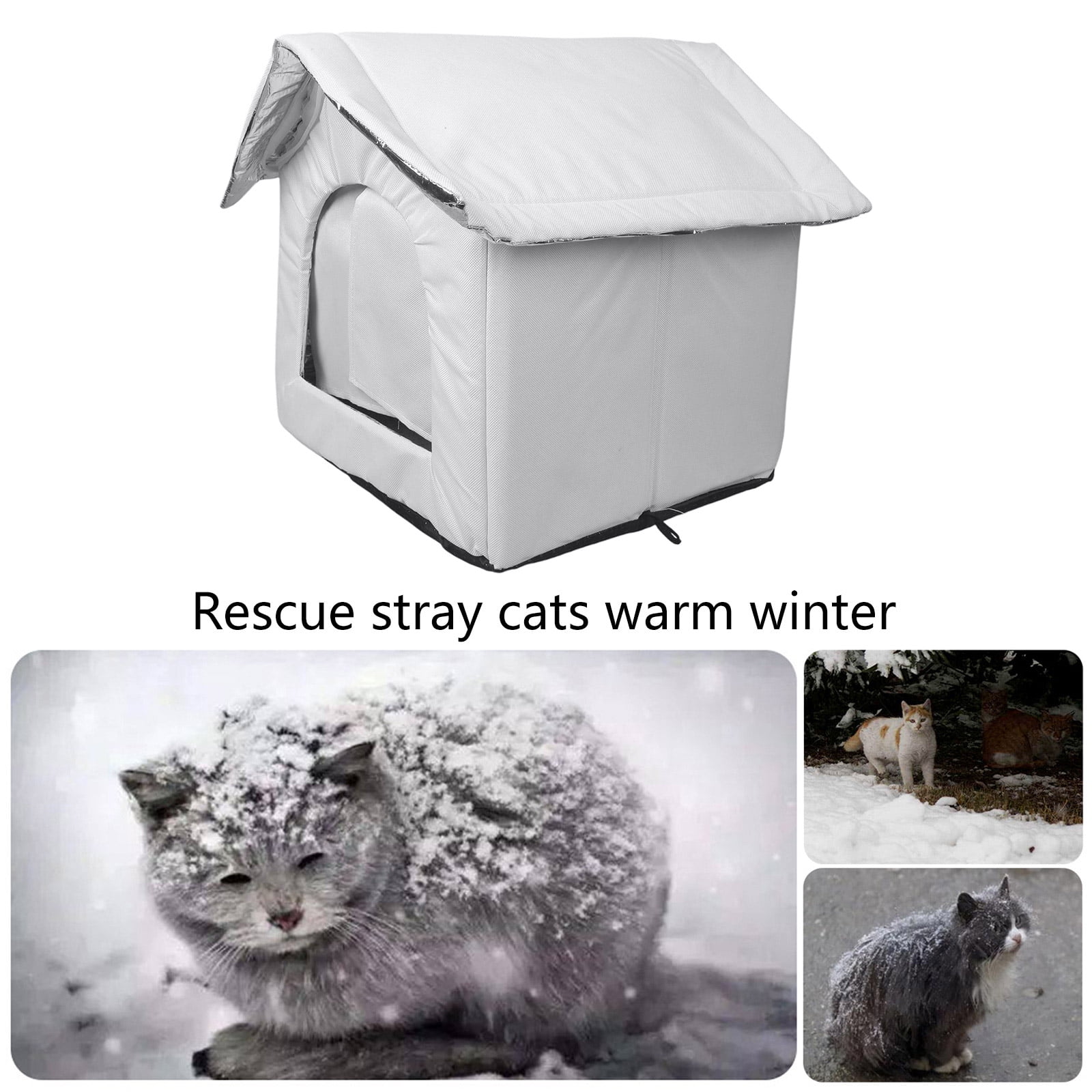 AOOOWER Weatherproof Cats House for Outdoor Use Strays Cats Warm and Coldproof Nest Tent