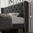 thumbnail image 5 of iPormis Full Size Bed Frame with Upholstered Wingback, Platform Bed Frame with Diamond Button Tufted Headboard, 8" Under-Bed Space, Sturdy Wooden Slats, Noise-Free, No Box Spring Needed, Dark Gray, 5 of 7