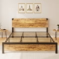 thumbnail image 3 of GloryStar Platform Bed with Wood Headboard, Strong Slats Support and Storage Underneath, No Box Spring Needed, 3 of 7