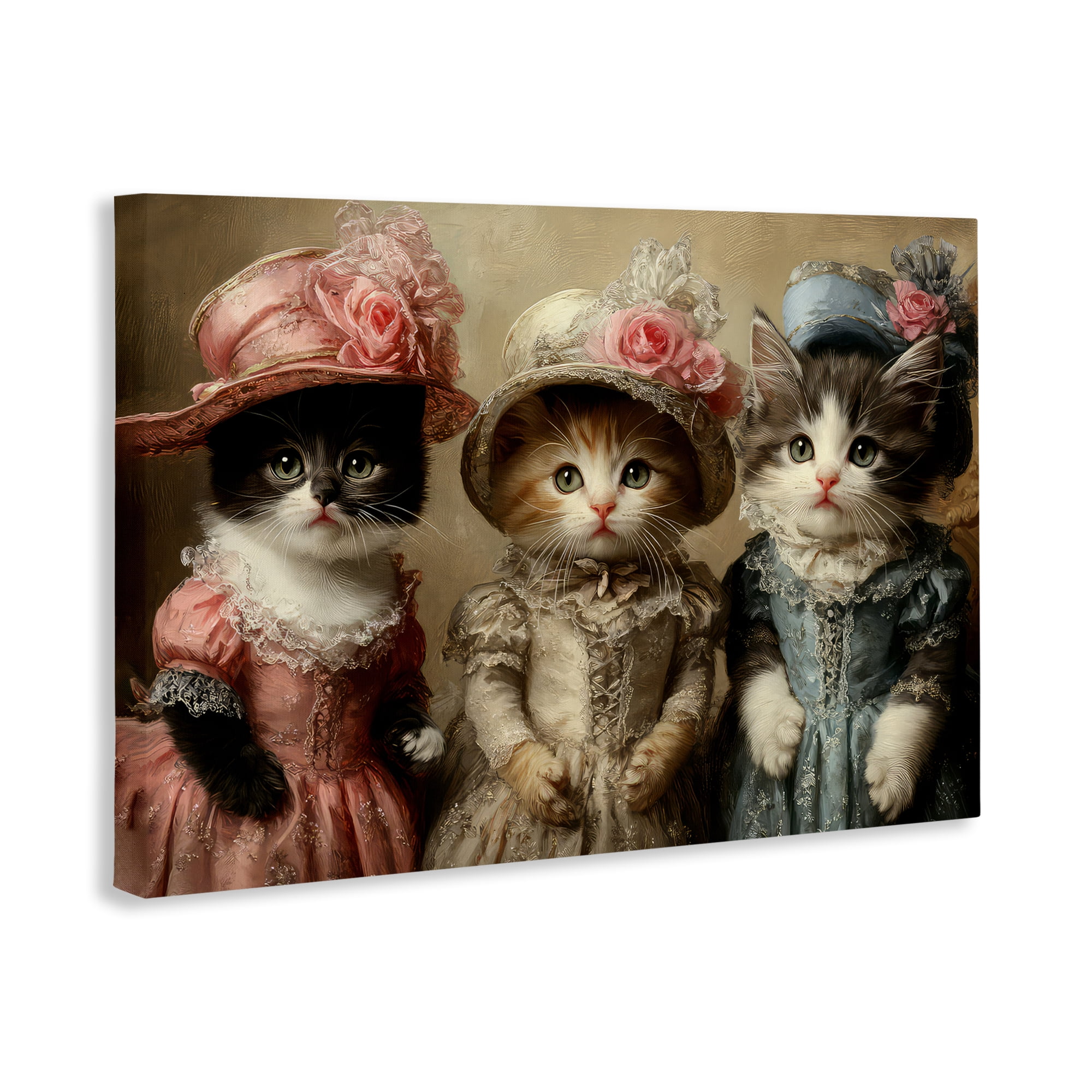 Stupell Industries Vintage Dress Cats Canvas Wall Art, design by The Wands Want