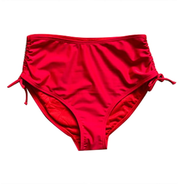 B91xZ Bas de Bikini Taille Haute pour Femmes, Froncé, Contrôle du Ventre, Bas de Maillots de Bain Aguichant, Bas de Maillot de Bain pour Femmes, Rouge G