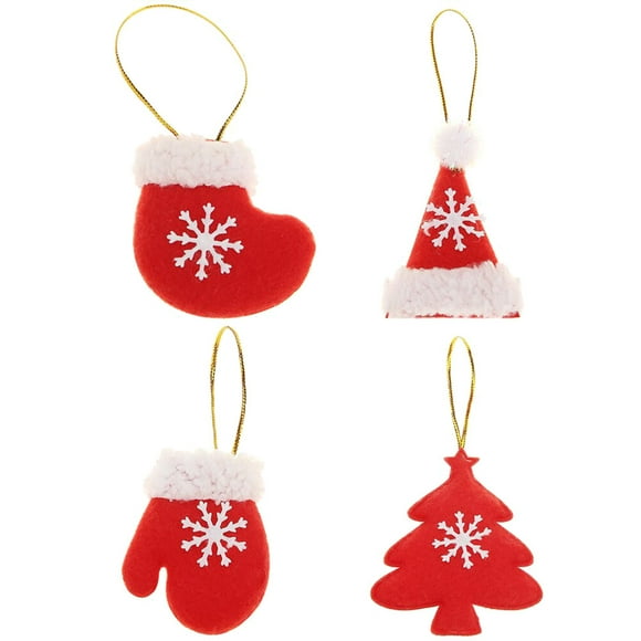 4pcs/set Ornements de Tissu de Noël Pendentifs Arbre de Noël Suspendu Embellissement pour la Décoration de la Maison