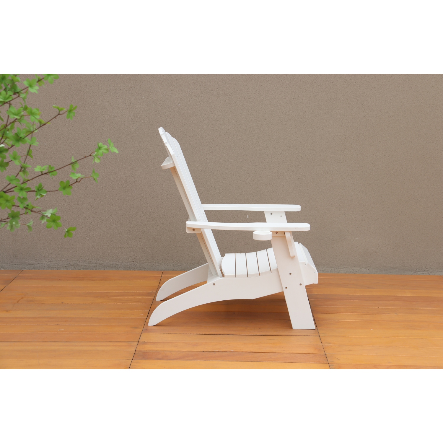 SUGIFT Adirondack Chair Backyard Outdoor Furniture,Patio Seating with Cup Holder,Fade-Resistant Plastic Wood for Lawn Patio Deck Garden Porch Lawn Furniture Chair,White - image 3 of 8