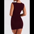 thumbnail image 4 of Vestido Corto de Verano para Mujer, de Color Liso, Cruzado, con Cremallera en la Espalda y para Cóctel Vino Tinto S, 4 of 8