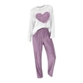 thumbnail image 4 of Pajamas for Women Set Fall Winter Pajamas Set Top and Pants 2 Piece Pajama Crew Neck Long Sleeve Loungewear Front Heart Print, 4 of 4