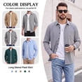 thumbnail image 4 of Men's Dress Shirts Plaid Long Sleeve Button Down Shirts Cotton Polyester for Business 2XL, 4 of 10