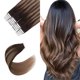 thumbnail image 1 of Extensiones de cabello humano con cinta Sixstarhair, extensiones con cinta Balayage, color marrón oscuro que se desvanece a marrón castaño, cabello humano Remy, extensiones de cabello ombre y colores, 1 of 5
