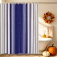 thumbnail image 3 of Navy Blue Striped Shower Curtain Set - Small 36" x 72" Washable Bathtub Curtain with 12 Hooks, Farmhouse Beige Stripes Vintage Rustic Waterproof Fabric Stall Shower Curtains for Bathroom Décor, 3 of 7