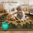 thumbnail image 4 of ODIKA 8'x10' Washable Area Rug Durable, Non-Slip Bear Paw Print Woodland With Vintage Wood Grain Forest Border for Living Room, Under Sectional, Family, 4 of 7