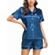thumbnail image 3 of Pijama de satén suave para mujer, conjunto de dos piezas de seda, con botones y botones., 3 of 5