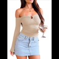 thumbnail image 1 of Tops de Larga con Hombros Descubiertos para Mujer, Ideales para Salir, Clubs de Moda de Otoño Y2K, Conciertos de Albaricoque S, 1 of 8