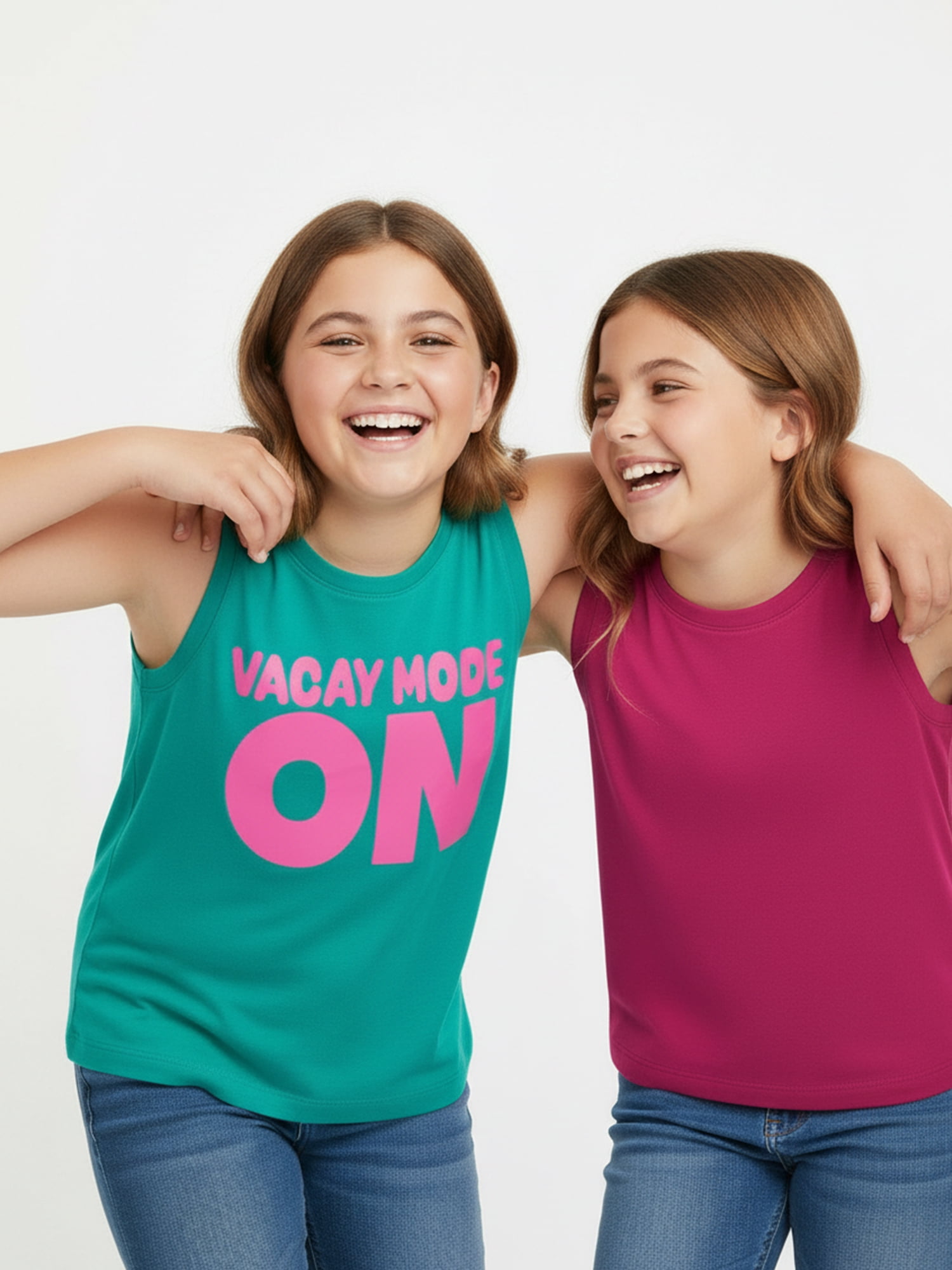 Wonder Nation Girls Vacay Mode Graphic Tank Top, 2-Pack, Sizes 4-16 Plus