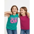 thumbnail image 3 of Wonder Nation Girls Vacay Mode Graphic Tank Top, 2-Pack, Sizes 4-16 Plus, 3 of 5