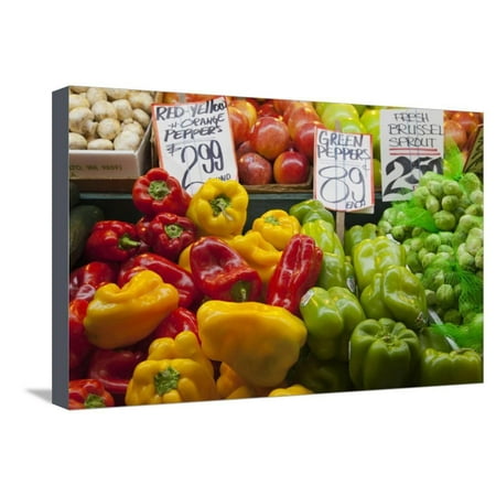 Pike Place Market Signs, Seattle, Washington, USA Stretched Canvas Print Wall Art By Jamie & Judy Wild