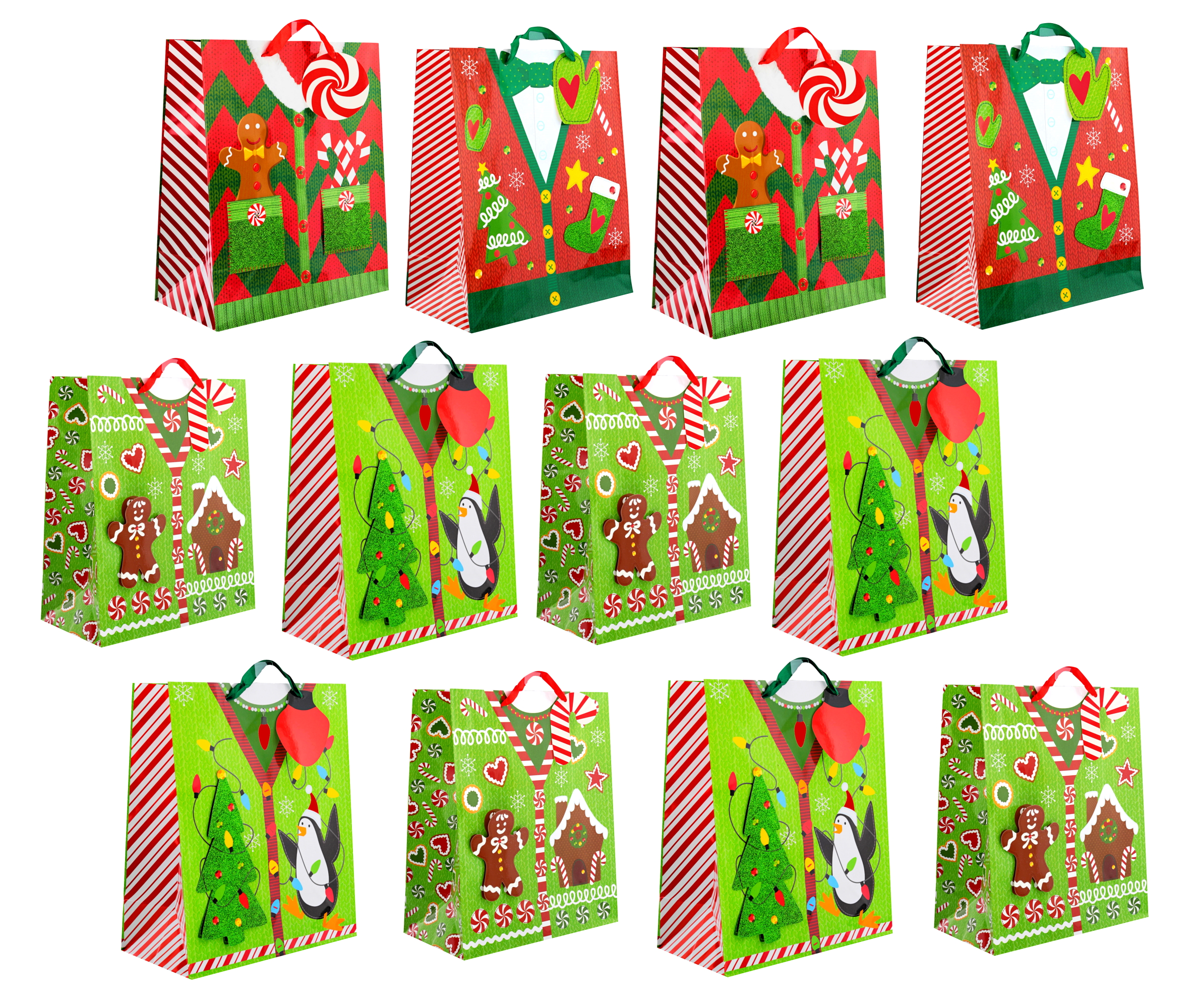 Fifth Ave Kraft Christmas Mystery Large Gift Bags - 12 Pack photo 6