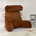 thumbnail image 2 of SHANNA Reading Pillow Extra Large Bed Rest Pillow with Arms Detachable Neck Roll Memory Foam Back Support for Gaming Relaxing, Brown, 2 of 12