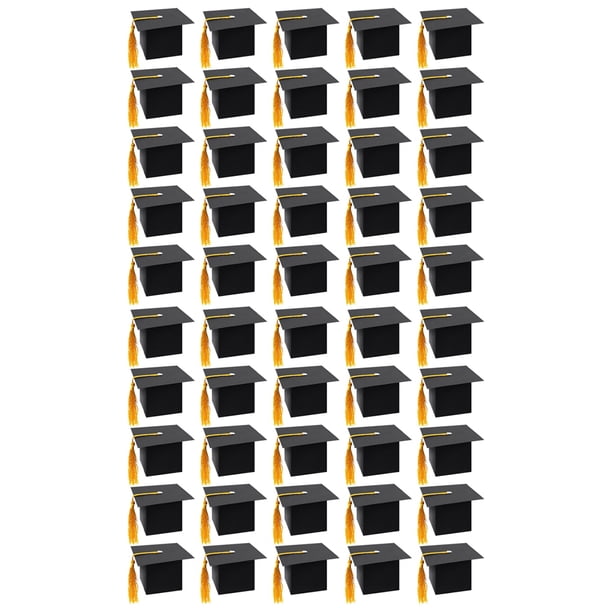 50Unids Papel DIY Graduacion Tapa Caja de Regalo en Forma de Azucar Chocolate Caja Negro