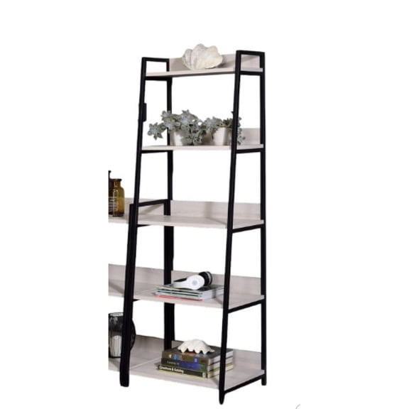 Wendral 16"W Natural & Black Bookshelf Multi-Tier Storage Living Room Home Office Bookcase