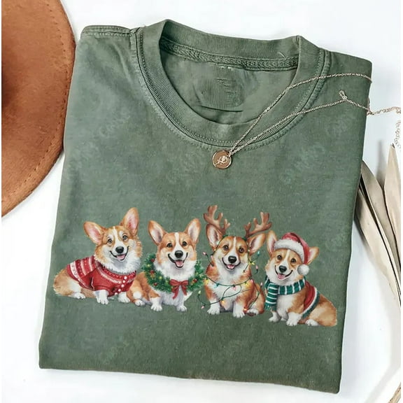 Velto holiday Corgi Dog T-Shirt, Xmas Corgi Mom Shirt, Dog Lover Tee Gift All Size S-5XL