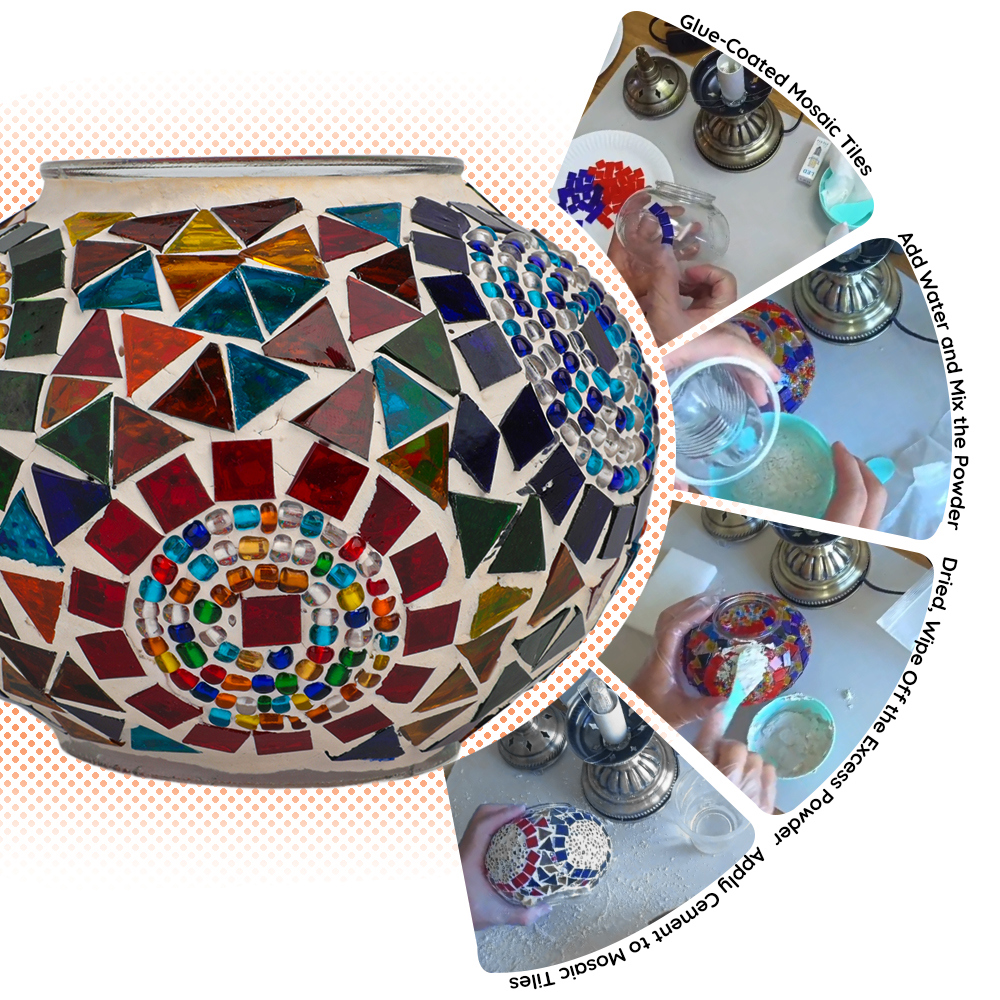 MEHOOM DIY Mosaic Lamp Kit,Colorful Turkish Crafts Kit for Adult,Moroccan Decor, Perfect Gift for Her or Him (Multicolor)