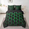thumbnail image 2 of Feelyou Honeycomb Twin Bedding Sets 7-Piece, Neon Green Rectangle Bedding Comforter Set, 2 of 8