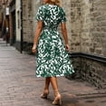 thumbnail image 7 of Warop Summer Midi Dresses for Womens Short Sleeve Wrap V Neck A-Line Dress Floral Print High Waist Boho Sundresses, 7 of 7