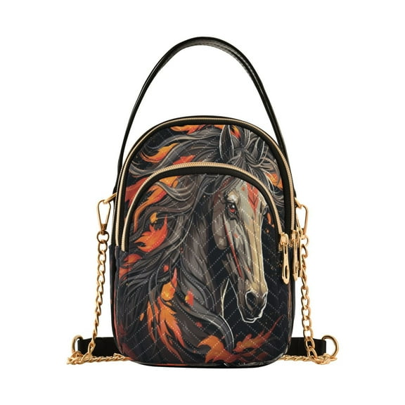 ALAZA Chain Crossbody Bags for Women Cool Horse Shoulder Handbag Phone Purse