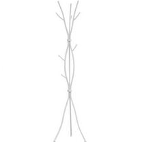 Coat Rack Hall Tree 11 Hooks Entryway 74"H Bedroom Metal White