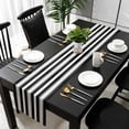 thumbnail image 3 of Black Grey Stripe Table Runner 72 Inches Long, Minimalist Farmhouse Striped Kitchen Coffee Dining Table Decoration for Home Party Birthday Wedding Home Decor 13x72 Inches, 3 of 8