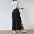 thumbnail image 4 of Baqcunre Wrap Dress Ribbed Knit Skirt Women's Long Skirts with Slit High Waist Vintage Retro Skirts Casual Skirt Autumn Skirt with Elastic Waistband Skirts for Women Maxi Skirts for Women, 4 of 8