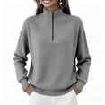 thumbnail image 7 of Sweaters for Women Soft Warm Quarter Zip Sweater Casual Loose Long Sleeve Pullover Tops Fall Winter Clothing Gray L, 7 of 7