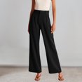 thumbnail image 2 of Pantalones elegantes para mujer sueltos informales línea H bolsillos con cierre de cremallera traje de trabajo de oficina, 2 of 9