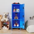 thumbnail image 6 of Gaeanet 3 Door Metal Storage Locker with Lock,Steel Locker with Name Card Holder and Hooks for School, Home, Office,Gym,Garage,Playroom, Assembly Required, Blue,15.75"D x 15.75"W x 47.3"H, 6 of 7