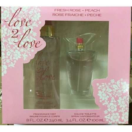 NEW Love 2 Love FRESH ROSE & PEACH Eau De Toilette Gift Set NEW