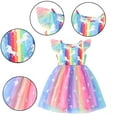 thumbnail image 4 of YTDSCS Kids Baby Girls Dresses Summer Short Sleeves Skirt 18M-6Years Little Girls Mesh Tulle Dress Casual Sport Rainbow Printing Toddler Tutu Dresses, 4 of 9