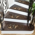 thumbnail image 2 of Ottomanson Non-Slip Rubberback Leaves 8.5" x 26" Indoor Oval Stair Treads, 7 Pack, Brown, 2 of 10