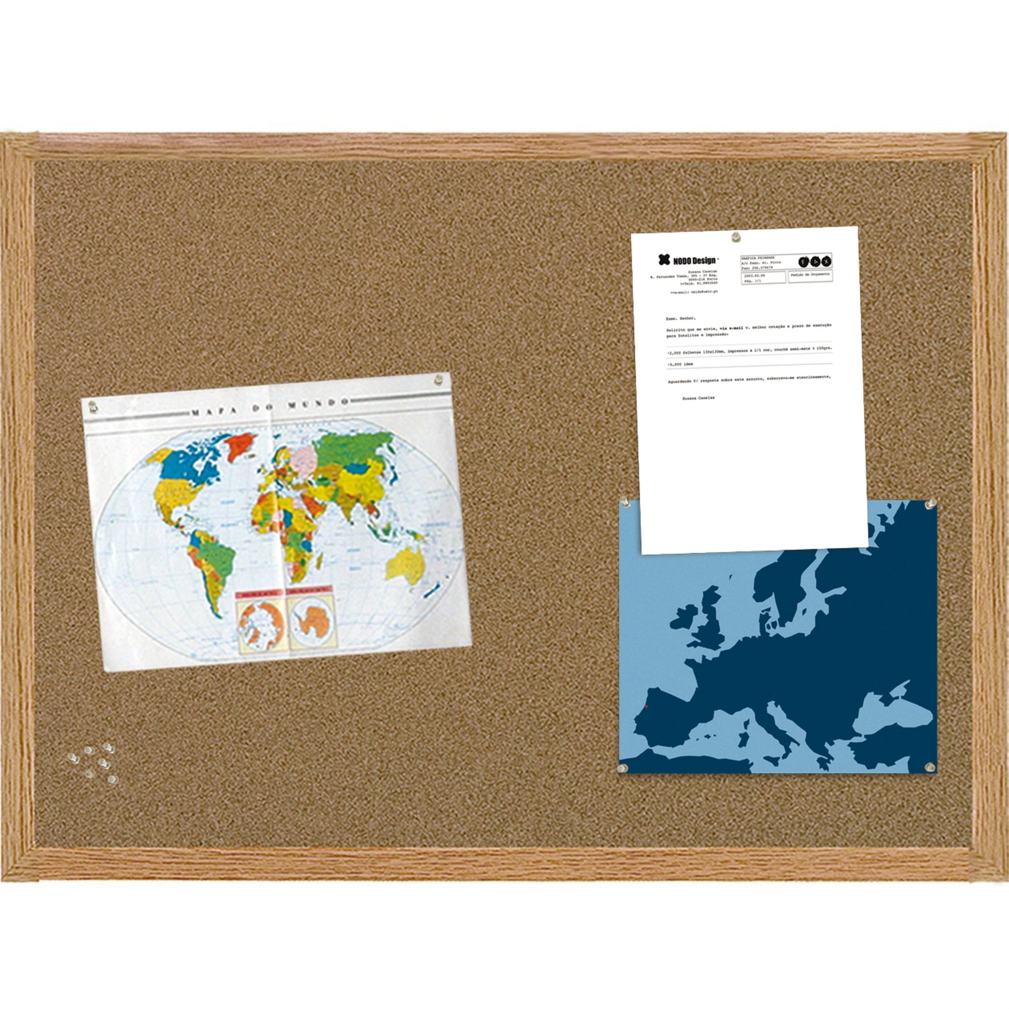 Bi-Silque Visual Communication Products  Earth Cork Bulletin Board, 24 x 36 in., Wood Frame