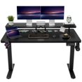 thumbnail image 1 of Shahoo Bureau Électrique Debout avec Étagère pour Moniteur, Table d'Angle Réglable 55 x 24 Pouces, Poste de Travail Informatique avec Porte-Gobelet et Crochet pour Bureau à Domicile, 55 x 24 Pouces, Noir Foncé, 1 of 4