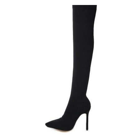 

2021 Fashion Stretch Fabric Sock Boots Pointy Toe Over-the-Knee Pointed Toe Women s Boots size 35-42